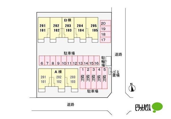 メゾンフォレストＢ（204） 地形図・案内図