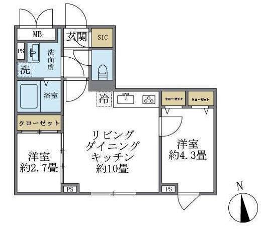 ウェルスクエア中延Ⅱ（402） 間取り図画像
