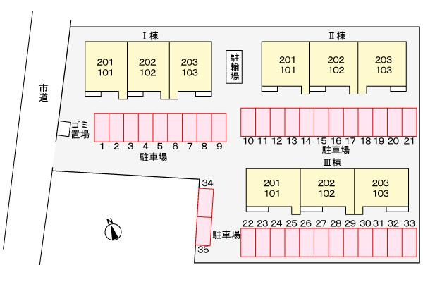 徳島市大原町アパート 駐車場