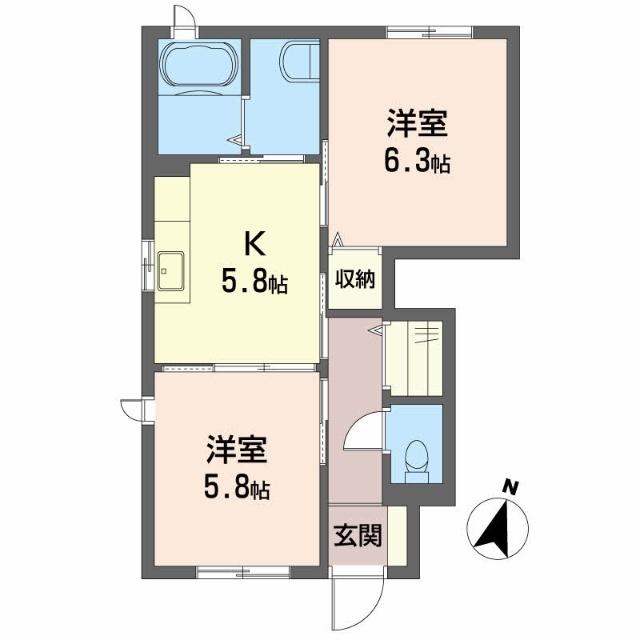 徳島市論田町アパート 間取り図画像