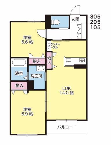 １Ｆ・角部屋。
