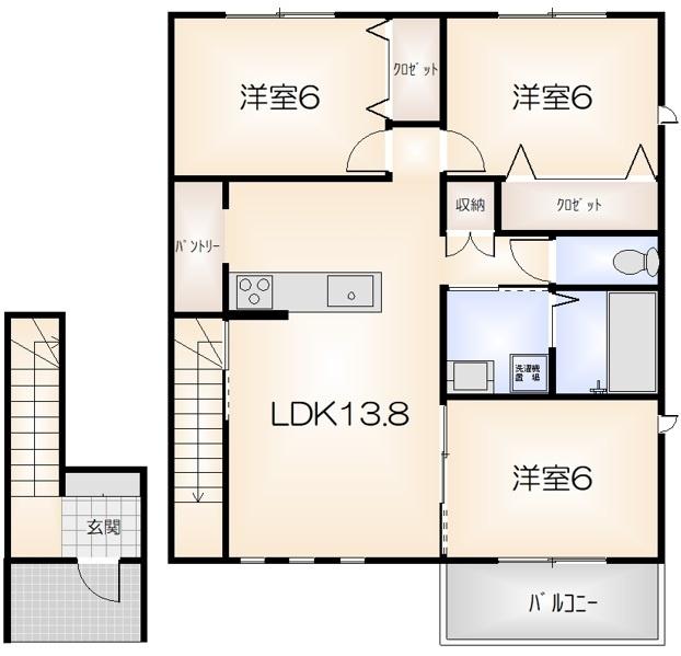 徳島市八万町アパート 間取り図画像