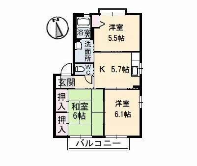 徳島市西新浜町アパート 間取り図画像
