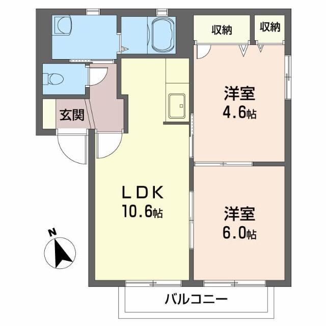 徳島市南沖洲アパート 間取り図画像