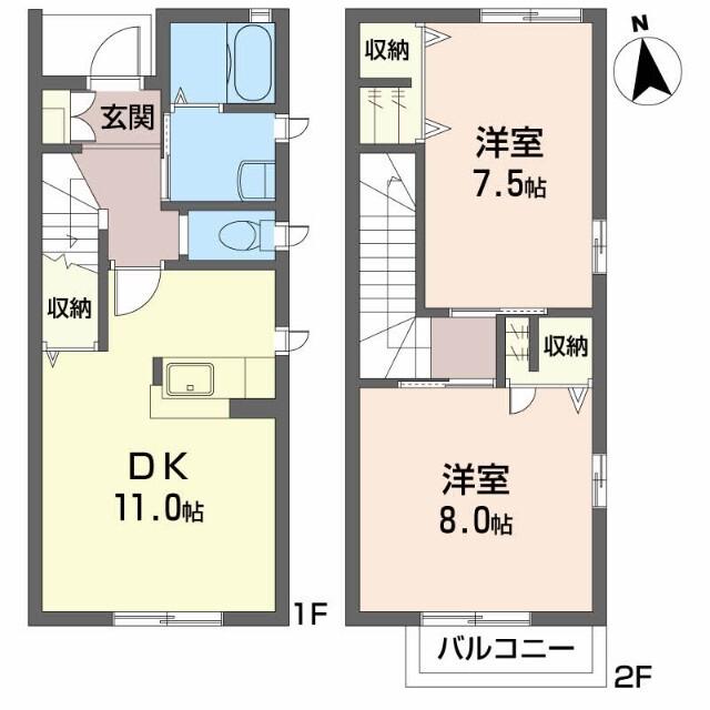 徳島市西新浜町アパート 間取り図画像