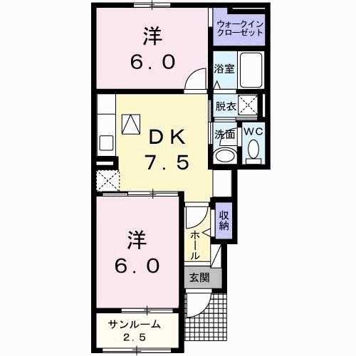 シェルブルー　Ａ（102） 間取り図画像