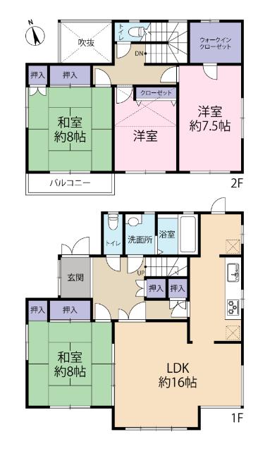 松戸市金ケ作中古戸建 間取り図画像