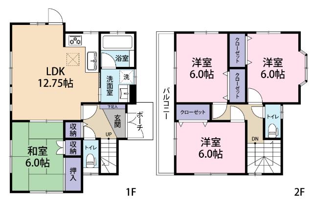 松戸市和名ケ谷中古戸建 間取り図画像