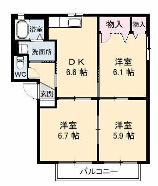 サニーズ福庭Ⅱ　Ｃ棟（102） 間取り図画像