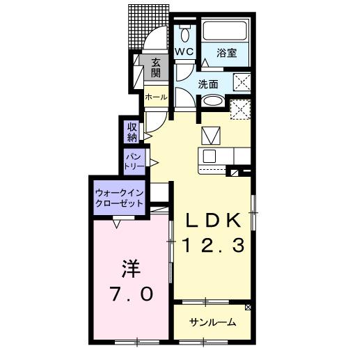 Ｏｎｅ＆Ｏｎｌｙ　Ⅱ（101） 間取り図画像