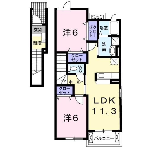 ランコントル・ＹＫ　Ａ（201） 間取り図画像