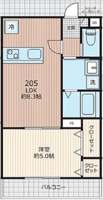 EVERA大倉山（205） 間取り図画像