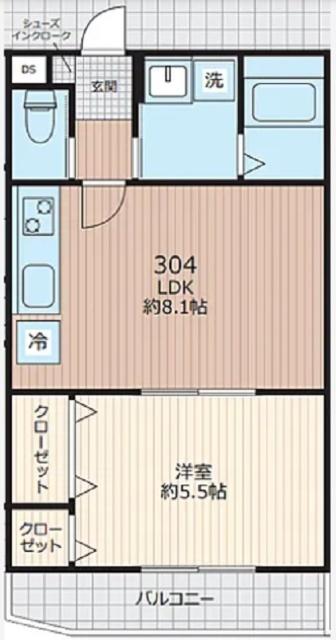 EVERA大倉山（304） 間取り図画像