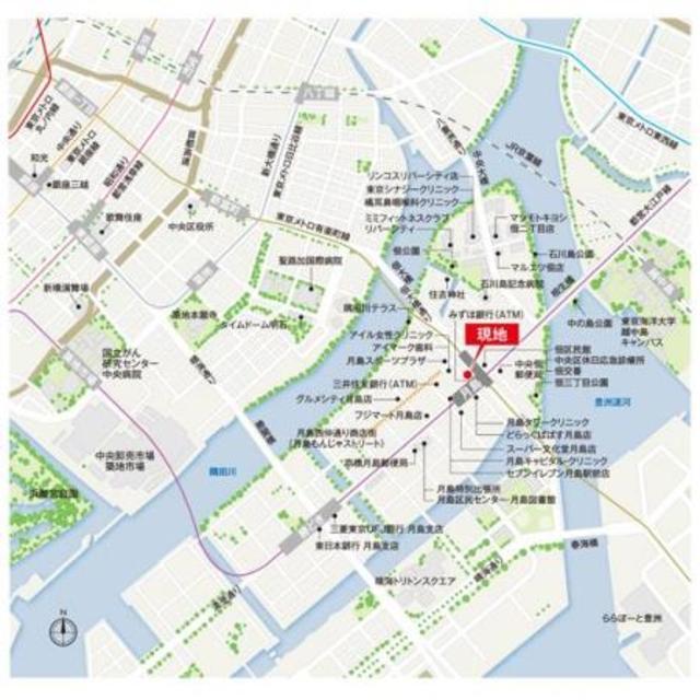 パークアクシス月島マチュアスタイル（703） 地形図・案内図