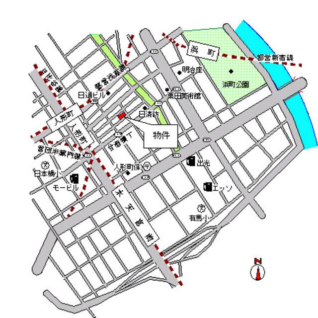 パークアクシス日本橋人形町（601） 地形図・案内図