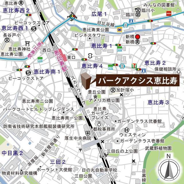 パークアクシス恵比寿（616） 地形図・案内図