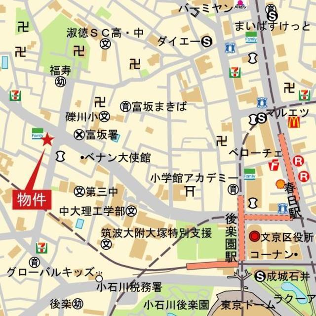レジデンス文京春日（203） 地形図・案内図