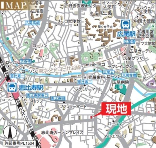 ルーエ恵比寿（403） 地形図・案内図