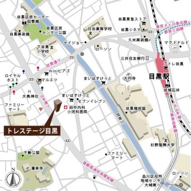 トレステージ目黒（203） 地形図・案内図