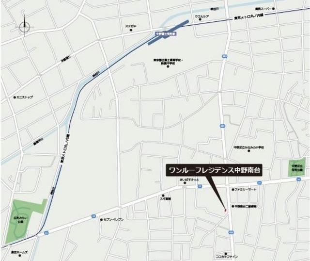 ワンルーフレジデンス中野南台（1103） 地形図・案内図