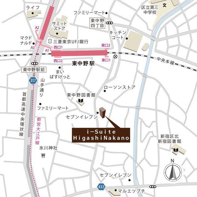 ｉ−Ｓｕｉｔｅ　ＨｉｇａｓｈｉＮａｋａｎｏ（102） 地形図・案内図