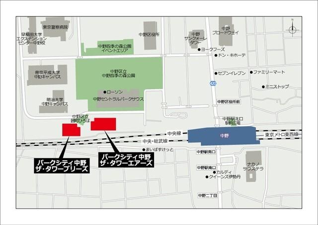パークシティ中野　ザ　タワー　エアーズ（408） 地形図・案内図