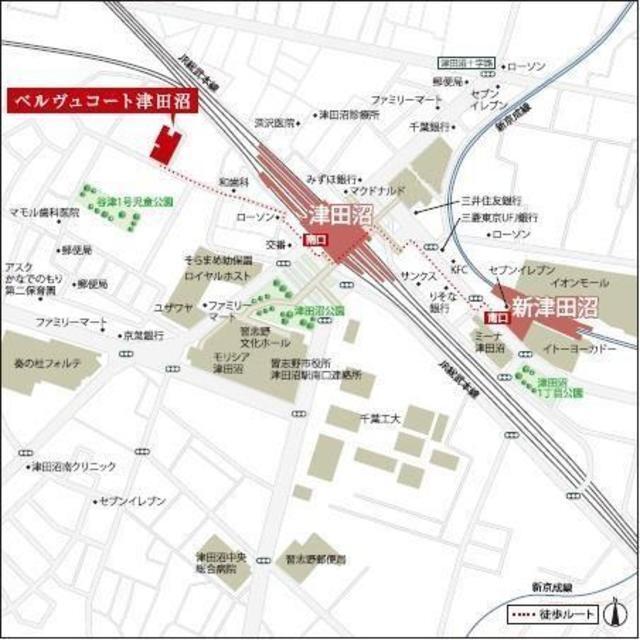 ベルヴュコート津田沼（304） 地形図・案内図