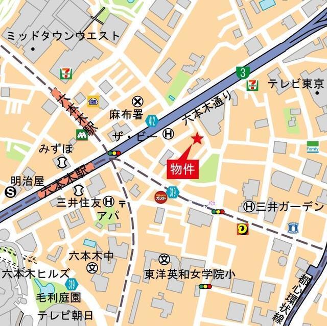 オーキッドレジデンス六本木（404） 地形図・案内図