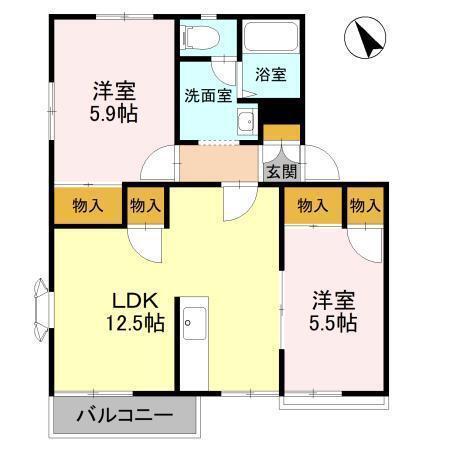ライフタウニーＢ街区　6号棟（105） 間取り図画像
