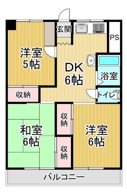 北ノ浜マンション（407） 間取り図画像