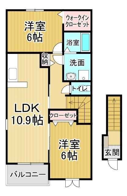 カンパーニュメゾン風雅　B（201） 間取り図画像