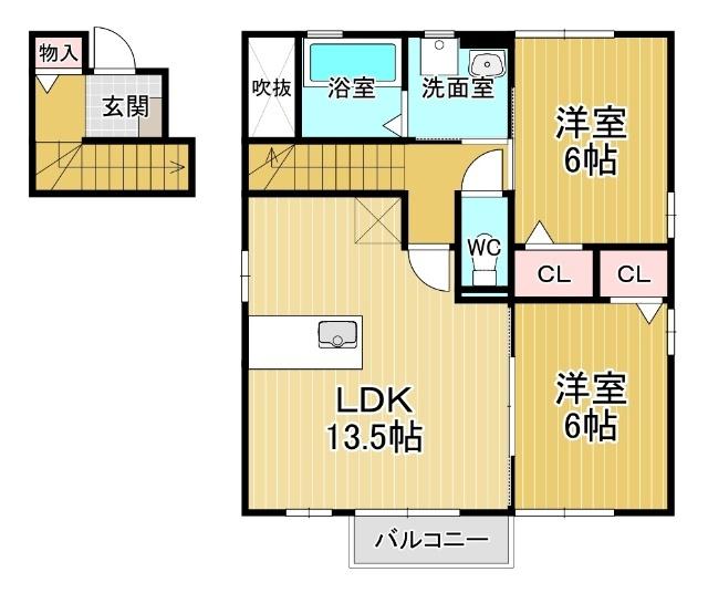 ウィルコート大松Ｂ棟（201） 間取り図画像