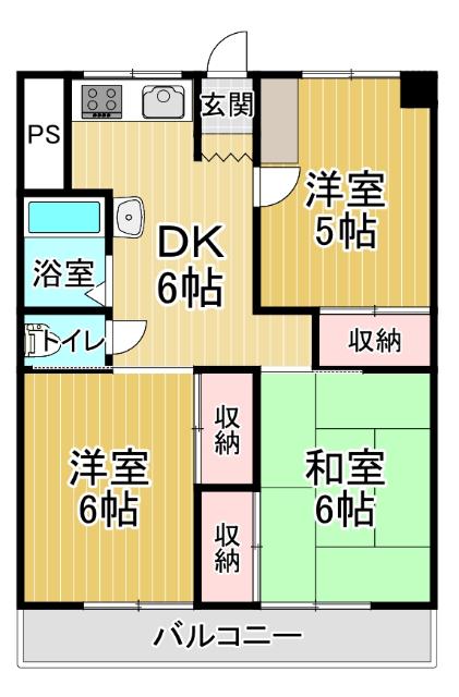 北ノ浜マンション（503） 間取り図画像