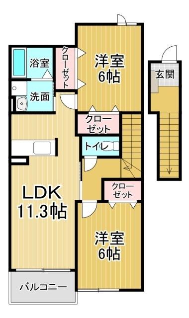 ドゥ・プルミエールＢ（202） 間取り図画像