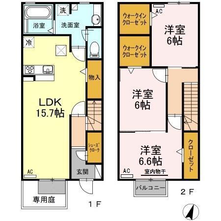 ルージュ　ブラン　Ａ（102） 間取り図画像