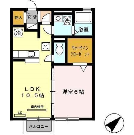 宝珠　A（102） 間取り図画像