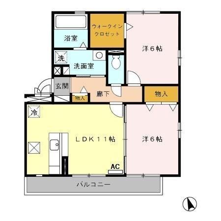 ウッディー半田山 Ⅱ（101） 間取り図画像