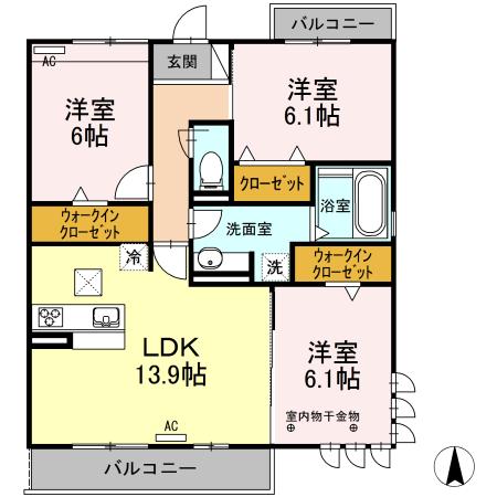 Ｗｉｎｓ　Ｈｉｌｌｓ　A（101） 間取り図画像