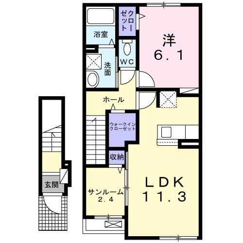 ガイア　Ｂ（202） 間取り図画像