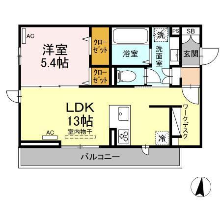 ヴィラ胡蝶（305） 間取り図画像