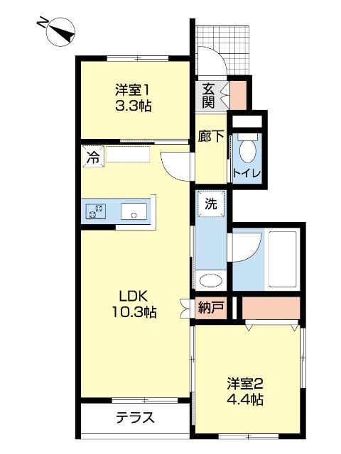豊橋市松井町アパート 間取り図画像