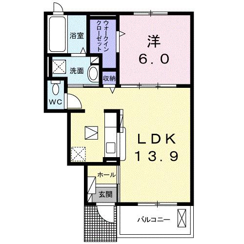 エアリーさくら　Ｂ（102） 間取り図画像