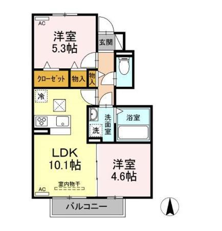 セジュール北野（101） 間取り図画像