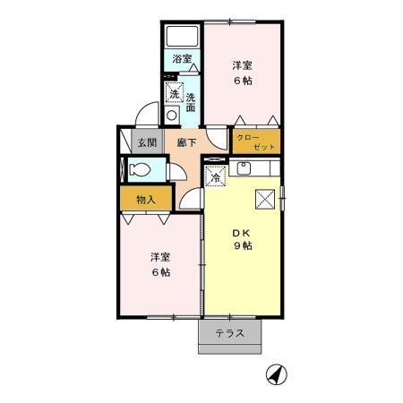 ベルドミール岡　Ｂ（101） 間取り図画像
