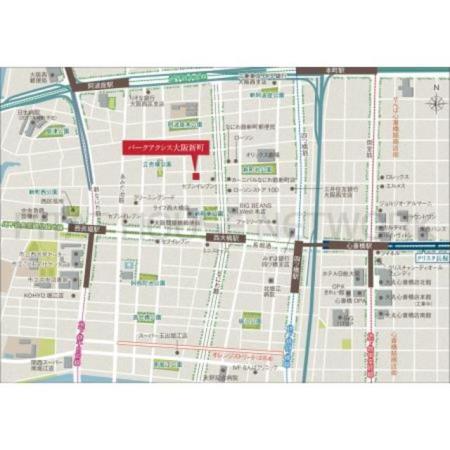 パークアクシス大阪新町 外観写真2 地形図・案内図