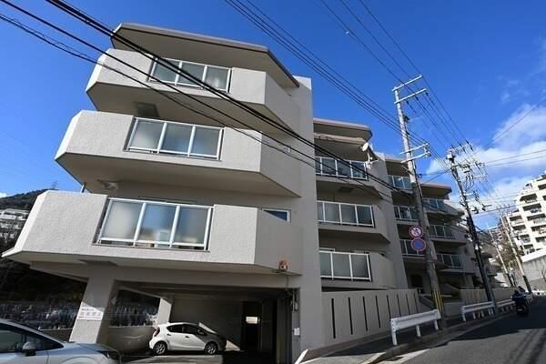 神戸市バス「炭山橋」停まで徒歩2分の立地。地下1階部分、陽当り・通風良好な南東向き住戸です。