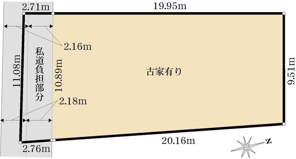 豊中市中桜塚二丁目　古家付土地 区画図