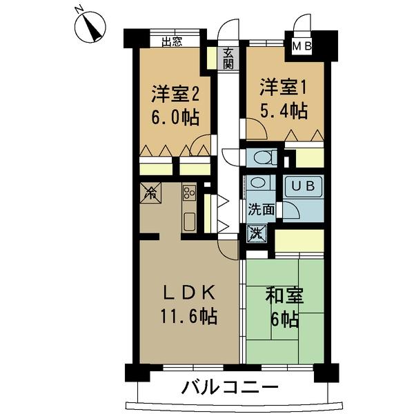 センテンス中田（0108） 間取り図画像