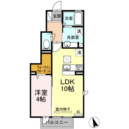 Ｄ−ｒｏｏｍ　ラ・フォーレ郡山（101） 間取り図画像