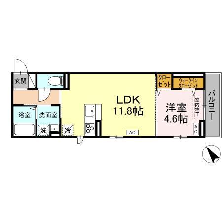 Ｄ−ＲＯＯＭ連坊（202） 間取り図画像